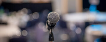 Microphone in front of an empty room