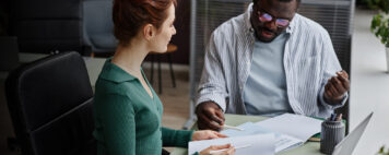 Two people working on a project