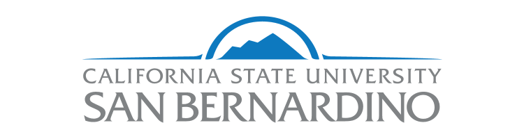 CSUSB Header logo in blue and white